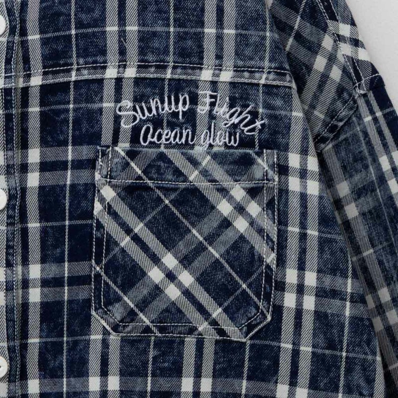 UNDERWRAPS インディゴチェックルーズシャツ レディース商品画像-12