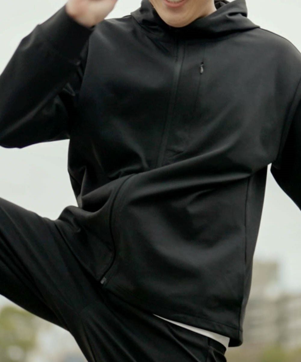 NAVY FIT ポンチ素材 ストレッチジップアップパーカー メンズ