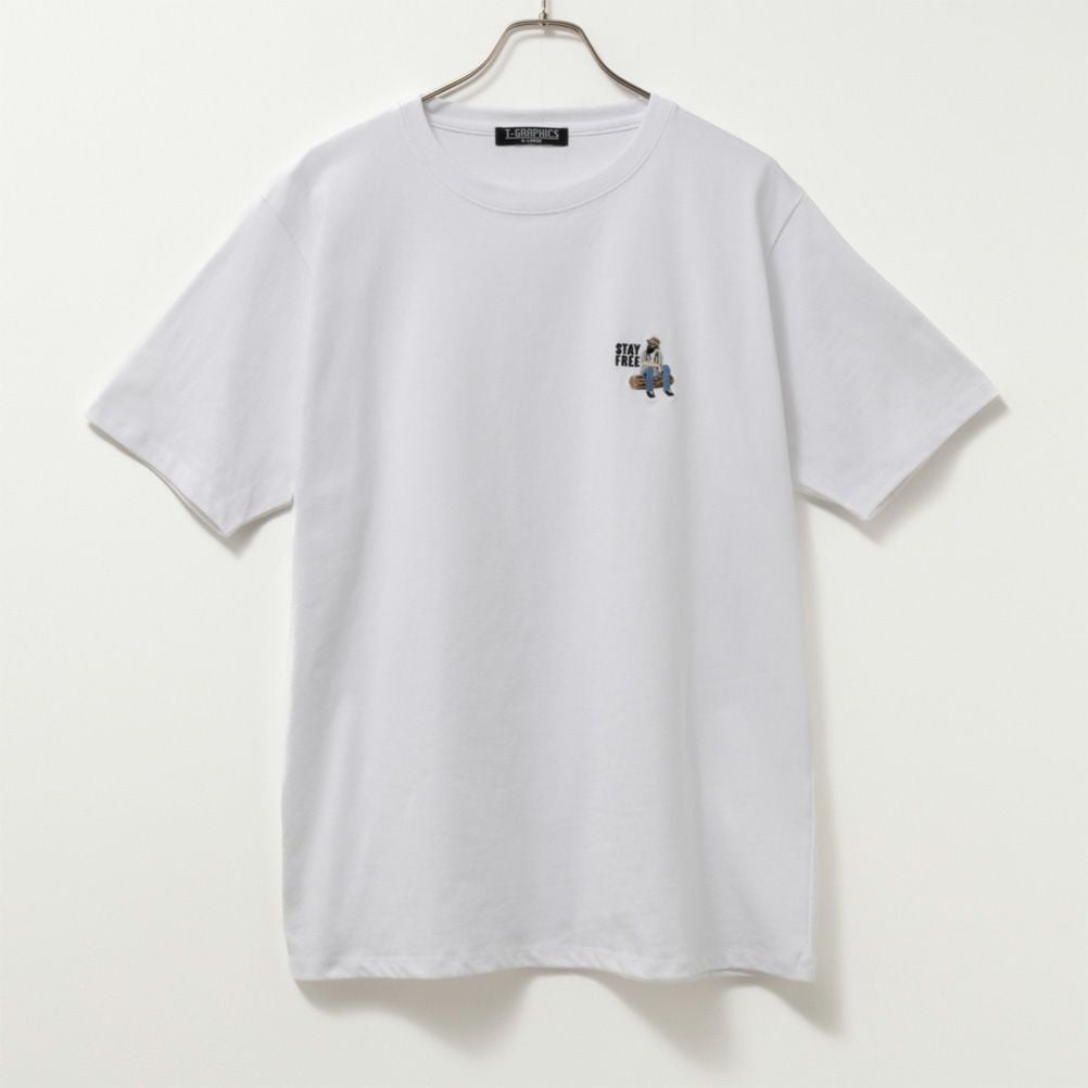 T-GRAPHICS ワンポイント刺繍半袖Tシャツ メンズ
