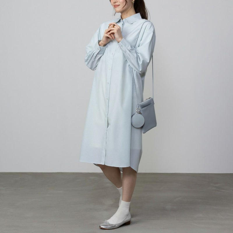 [期間限定価格]NAVY  ストライプシャツワンピース レディース商品画像-7