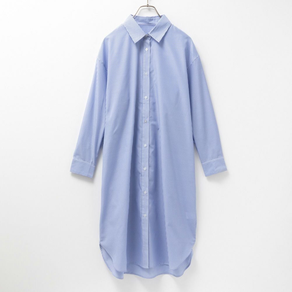 NAVY ストライプシャツワンピース レディース