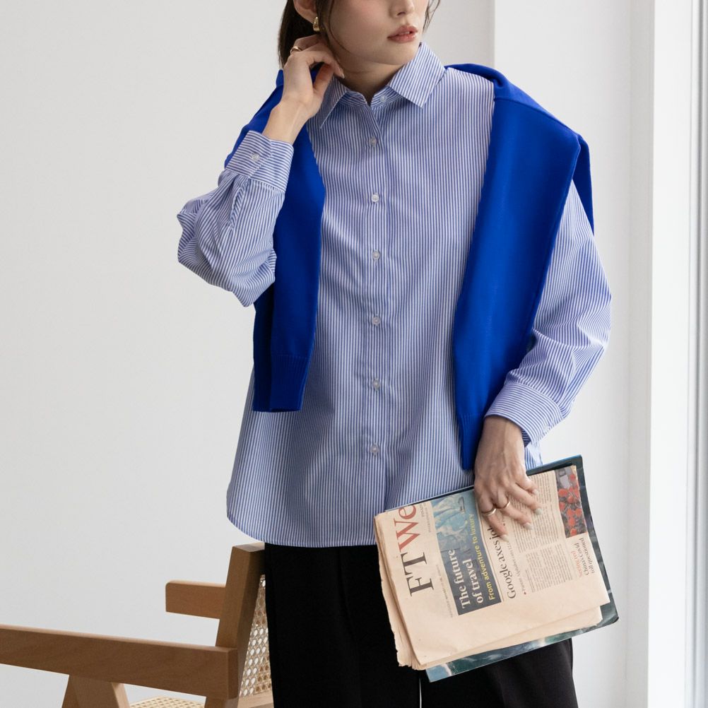 NAVY ストライプシャツ レディース