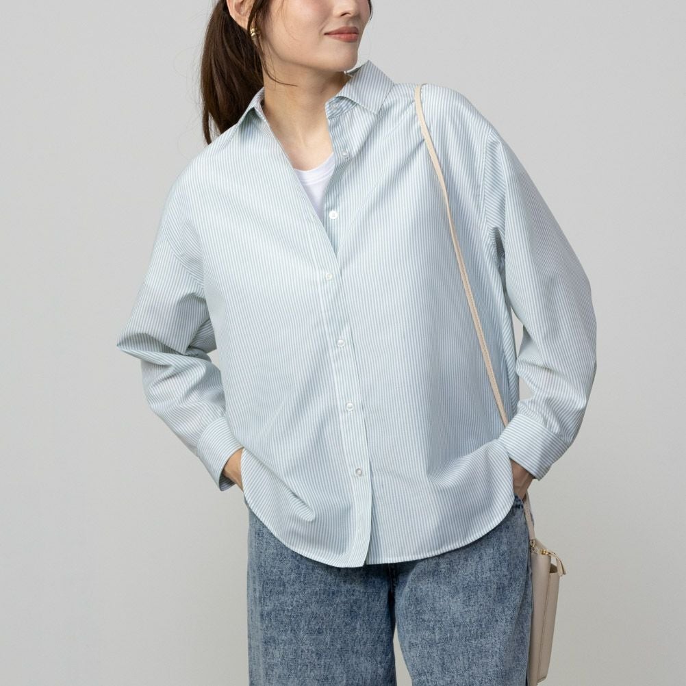 NAVY ストライプシャツ レディース