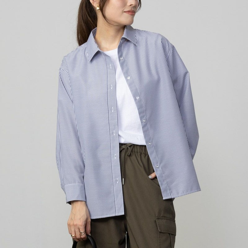 NAVY ストライプシャツ レディース商品画像-3