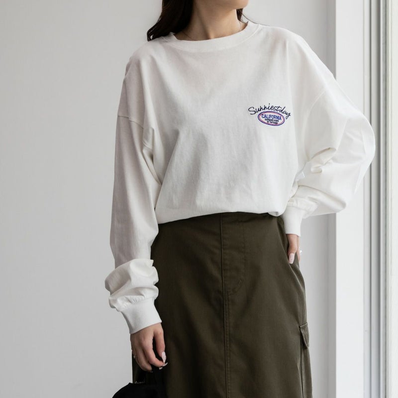 [期間限定価格]UNDERWRAPS  コーデュロイ貼り付け刺繍ビッグロングTシャツ レディース メール便 対応商品商品画像-1