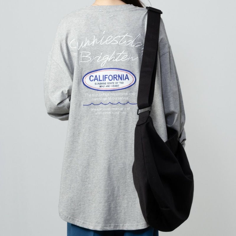 UNDERWRAPS コーデュロイ貼り付け刺繍ビッグロングTシャツ レディース メール便 対応商品商品画像-2