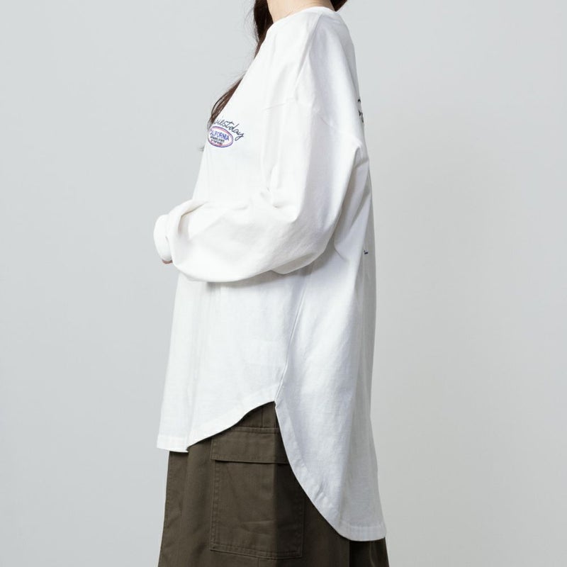 UNDERWRAPS コーデュロイ貼り付け刺繍ビッグロングTシャツ レディース メール便 対応商品商品画像-5