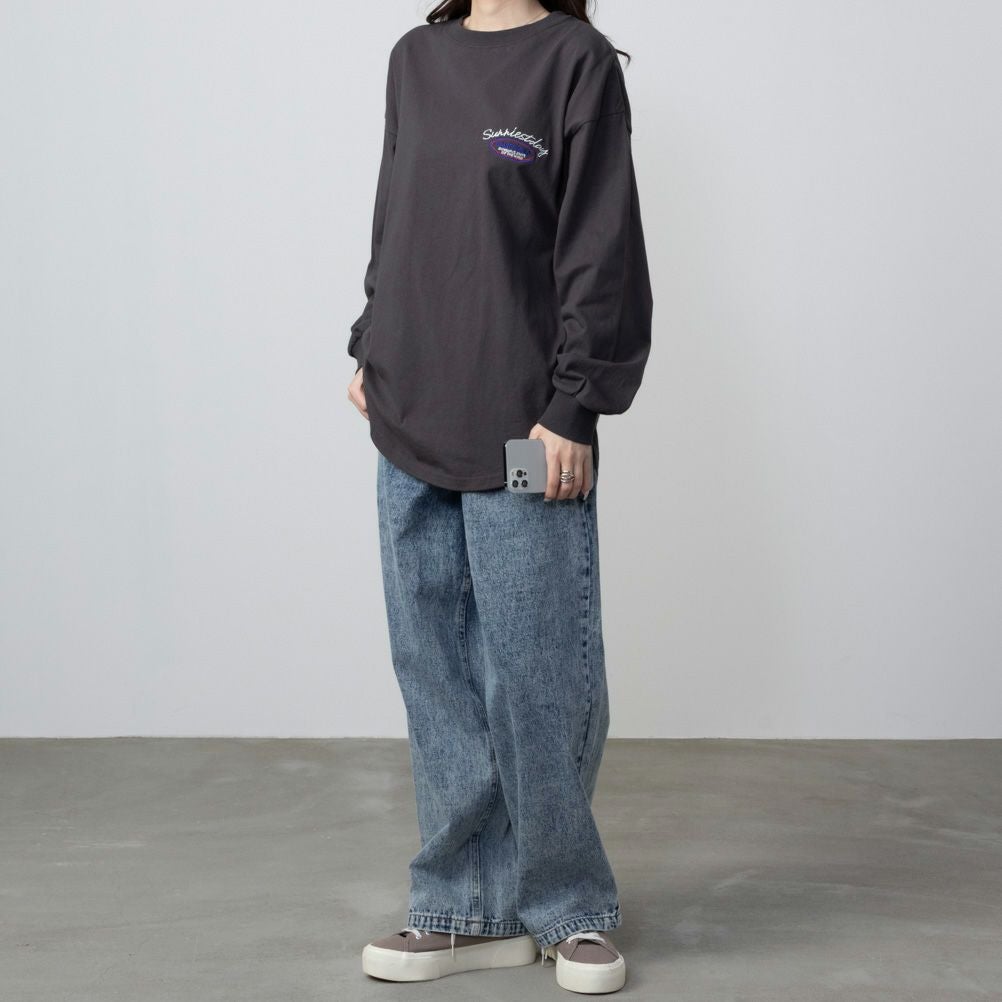 UNDERWRAPS コーデュロイ貼り付け刺繍ビッグロングTシャツ レディース ネコポス 対応商品