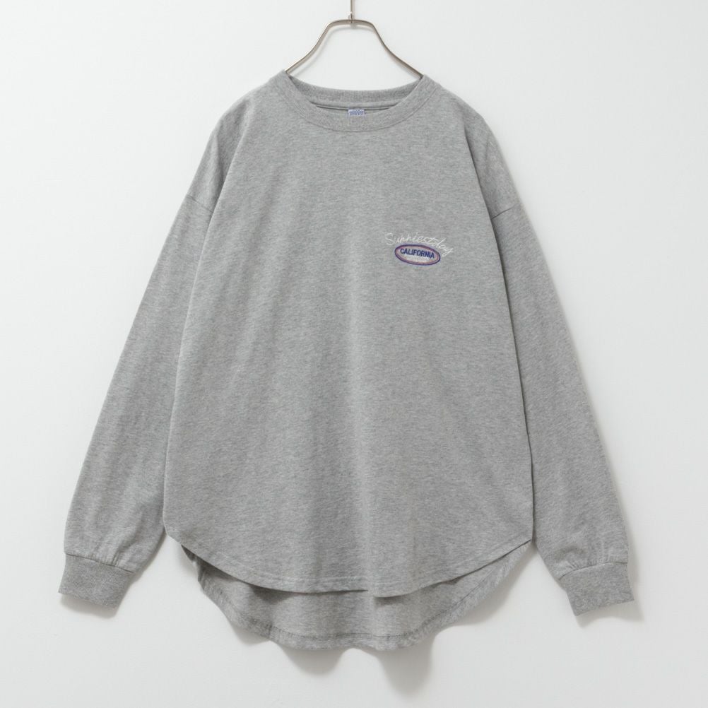 UNDERWRAPS コーデュロイ貼り付け刺繍ビッグロングTシャツ レディース ネコポス 対応商品