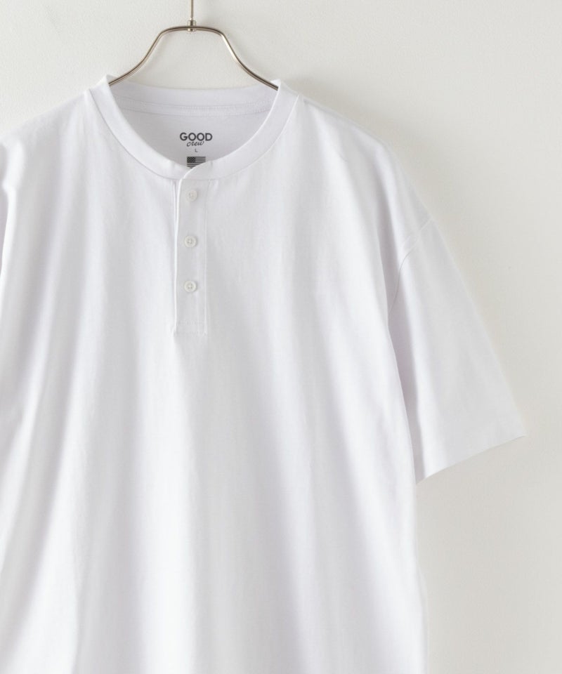 GOOD CREW USコットンヘンリーネック半袖Tシャツ メンズ商品画像-1
