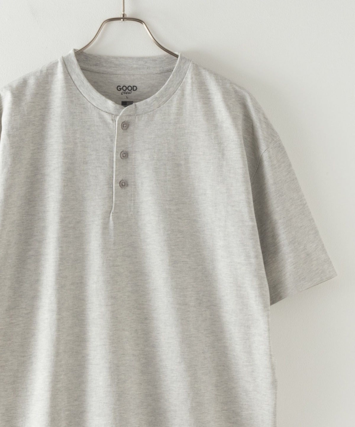GOOD CREW USコットンヘンリーネック半袖Tシャツ メンズ