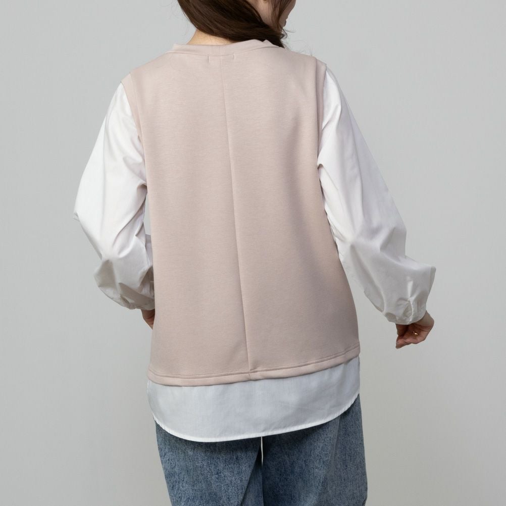 URBAN COLLECTION エアスムージー ポンチ素材 フェイクアンサンブルプルオーバー レディース