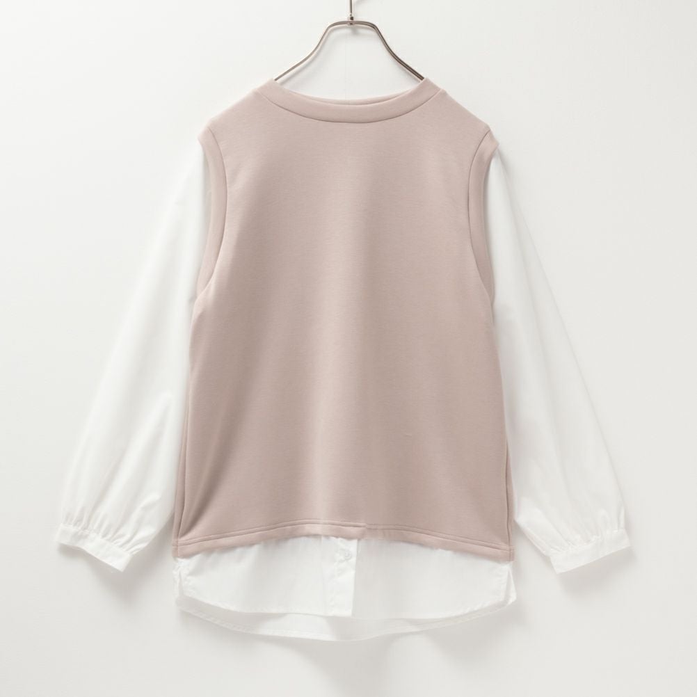 URBAN COLLECTION エアスムージー ポンチ素材 フェイクアンサンブルプルオーバー レディース