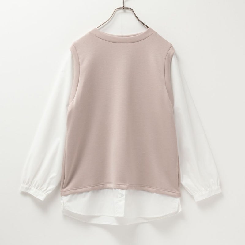 URBAN COLLECTION  エアスムージー ポンチ素材 フェイクアンサンブルプルオーバー レディース商品画像-9