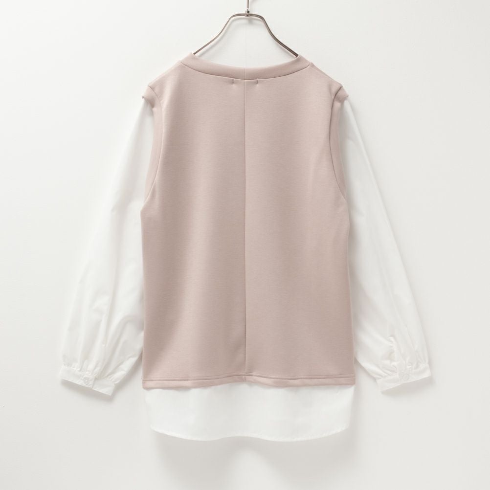 URBAN COLLECTION エアスムージー ポンチ素材 フェイクアンサンブルプルオーバー レディース