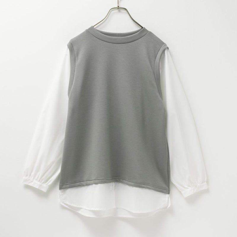 URBAN COLLECTION  エアスムージー ポンチ素材 フェイクアンサンブルプルオーバー レディース商品画像-12