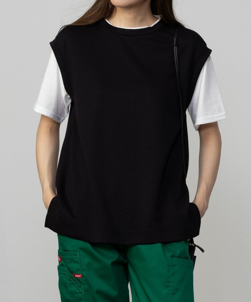 URBAN COLLECTION  エアスムージー ポンチ素材 フェイクレイヤードベストTシャツ レディース メール便 対応商品商品画像-3