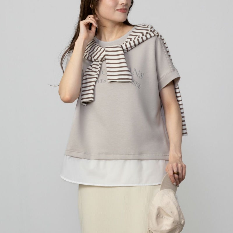 URBAN COLLECTION エアスムージー ポンチ素材 フェイクレイヤードノースリーブ レディース商品画像-2