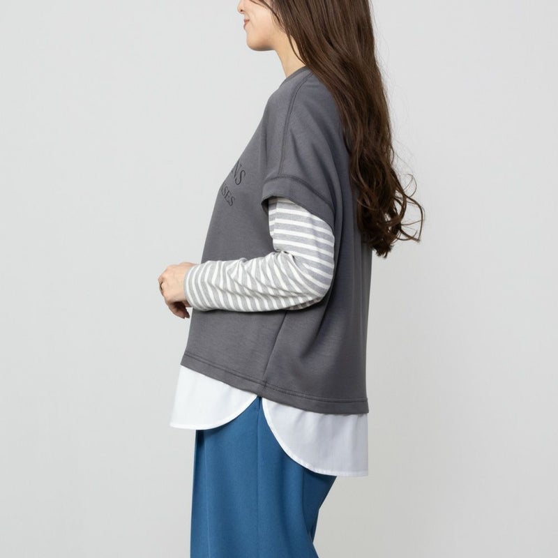 URBAN COLLECTION  エアスムージー ポンチ素材 フェイクレイヤードノースリーブ レディース商品画像-5