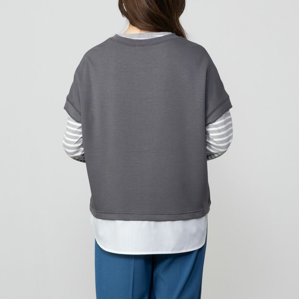 URBAN COLLECTION エアスムージー ポンチ素材 フェイクレイヤードノースリーブ レディース