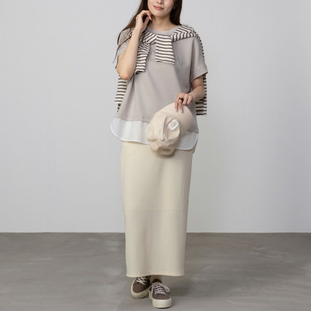 URBAN COLLECTION エアスムージー ポンチ素材 フェイクレイヤードノースリーブ レディース