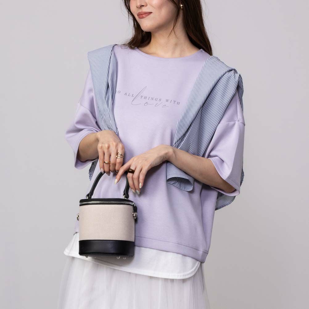 URBAN COLLECTION エアスムージー ポンチ素材 裾フェイクレイヤードプリントTシャツ レディース ネコポス 対応商品