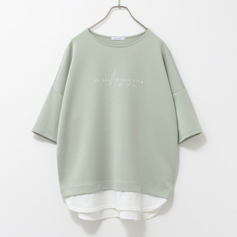 URBAN COLLECTION エアスムージー ポンチ素材 裾フェイクレイヤードプリントTシャツ レディース メール便 対応商品商品画像-11