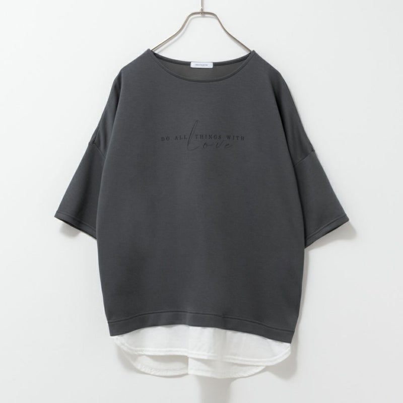 URBAN COLLECTION  エアスムージー ポンチ素材 裾フェイクレイヤードプリントTシャツ レディース メール便 対応商品商品画像-13