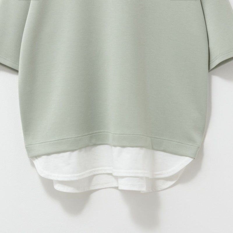 URBAN COLLECTION エアスムージー ポンチ素材 裾フェイクレイヤードプリントTシャツ レディース メール便 対応商品商品画像-18