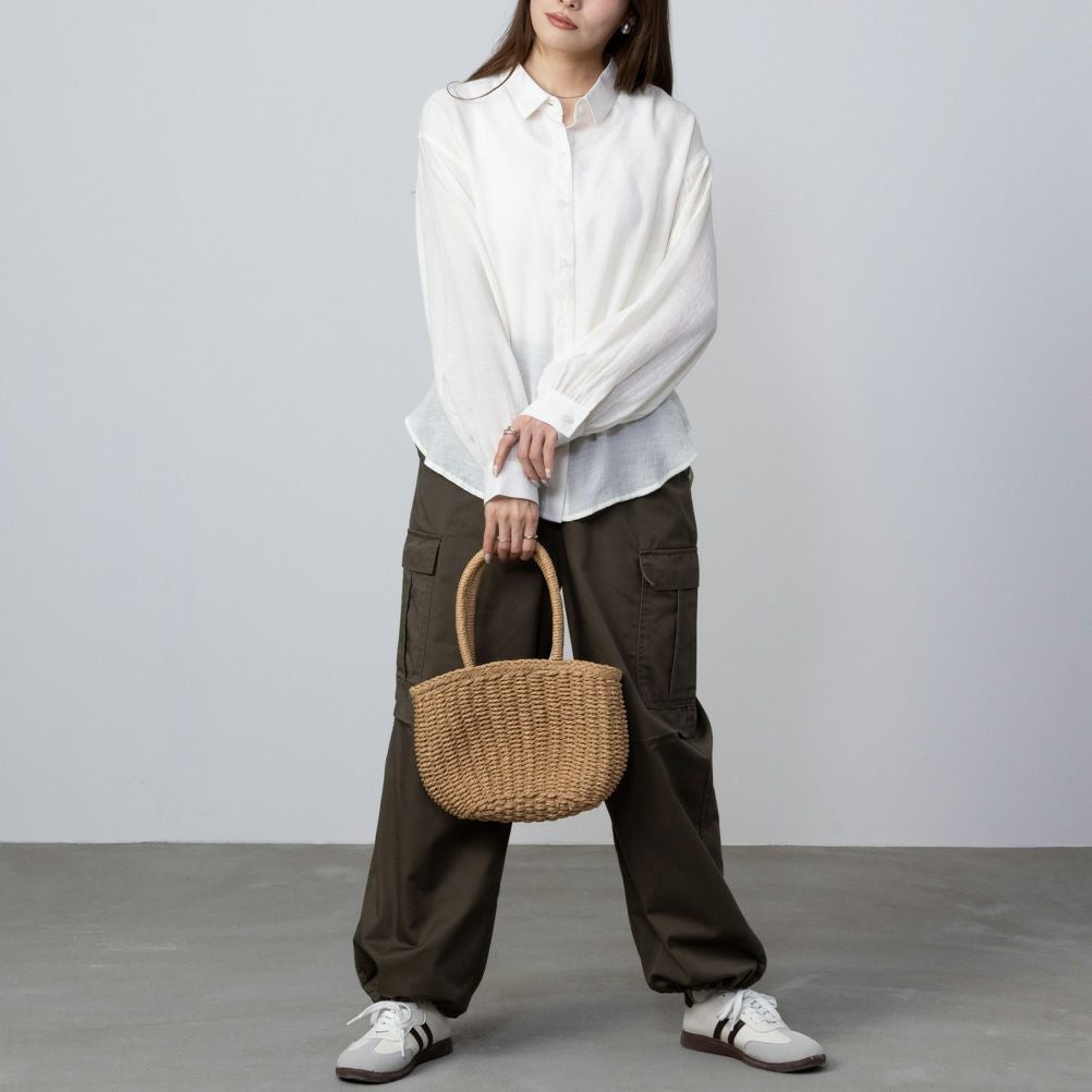 NAVY RTスラブ長袖シャツ レディース