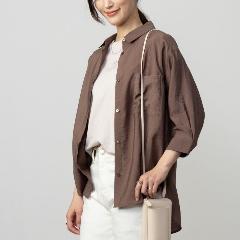 Howdy Marie  ビンテージシアー無地7分袖シャツ レディース商品画像-3