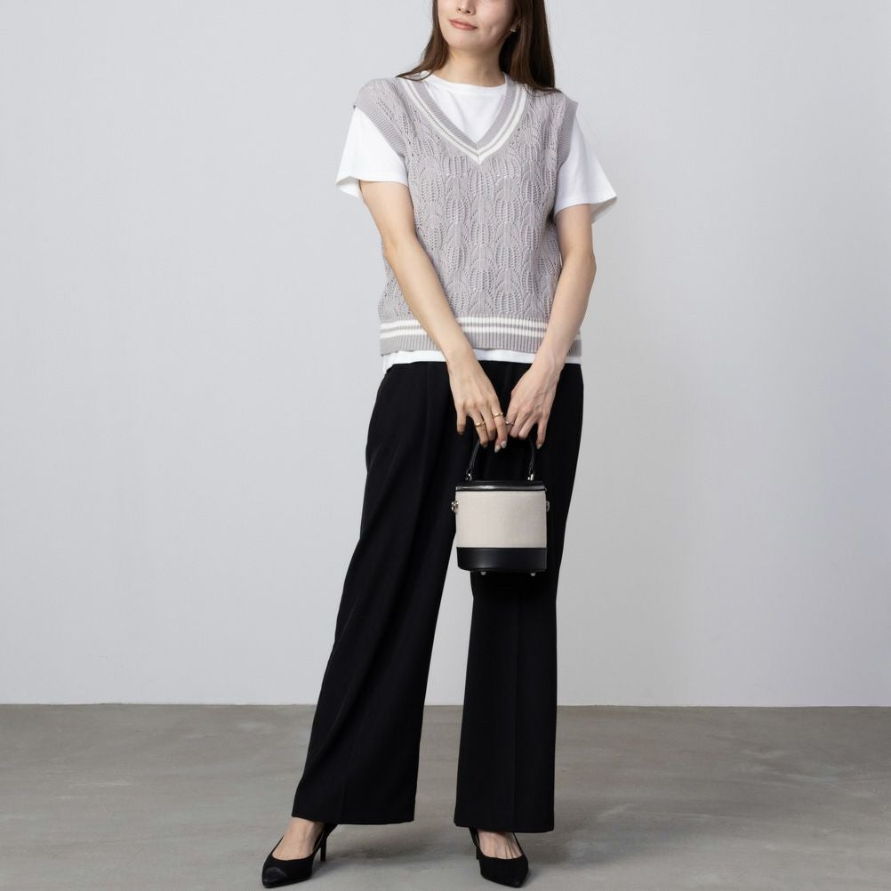 NAVY チルデンVネックベストアンサンブル レディース