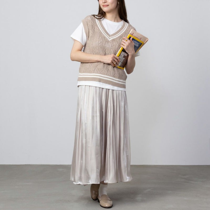 NAVY  チルデンVネックベストアンサンブル レディース商品画像-8