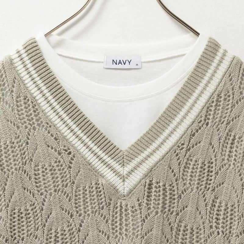 NAVY  チルデンVネックベストアンサンブル レディース商品画像-15