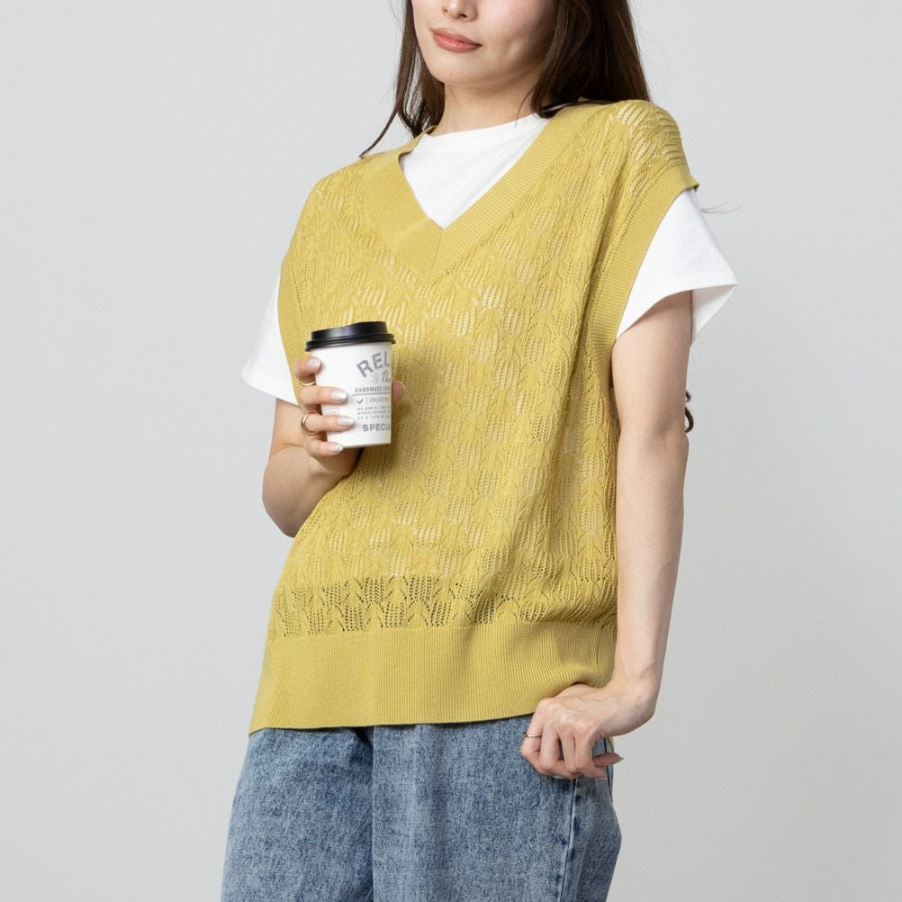 NAVY Vネックベストアンサンブル レディース