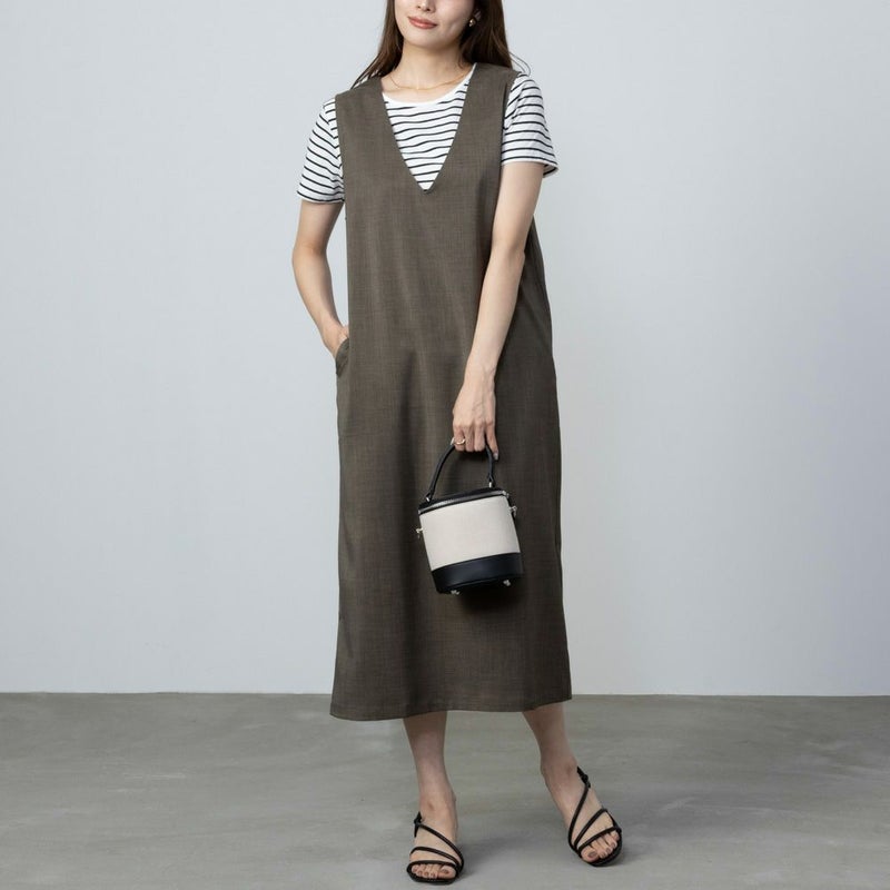 [期間限定価格]NAVY  杢調麻ライクワンピースアンサンブル レディース商品画像-4