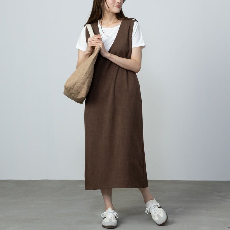 [期間限定価格]NAVY  杢調麻ライクワンピースアンサンブル レディース商品画像-8