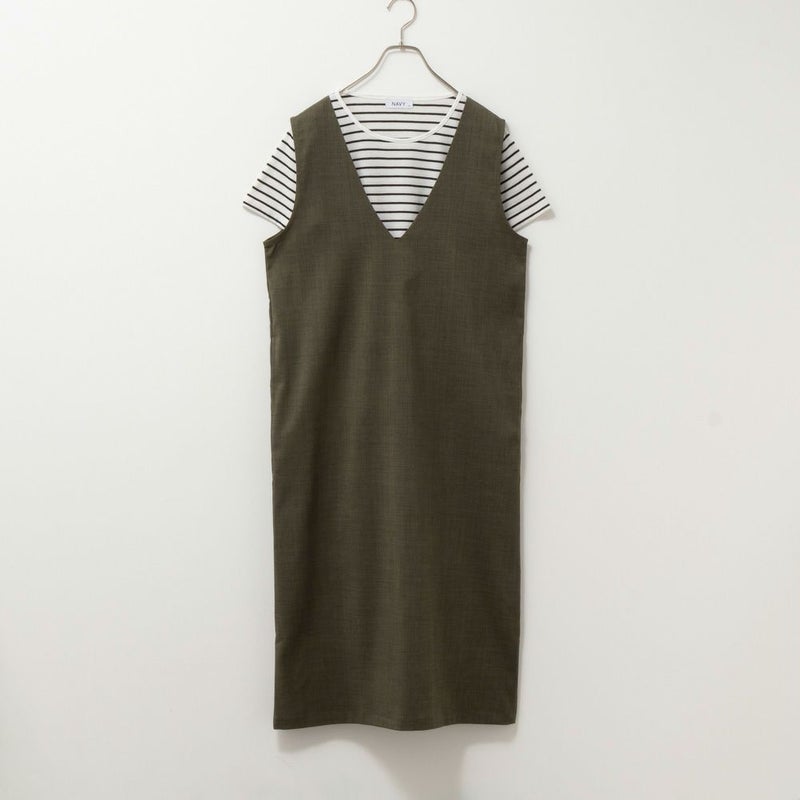 [期間限定価格]NAVY  杢調麻ライクワンピースアンサンブル レディース商品画像-9