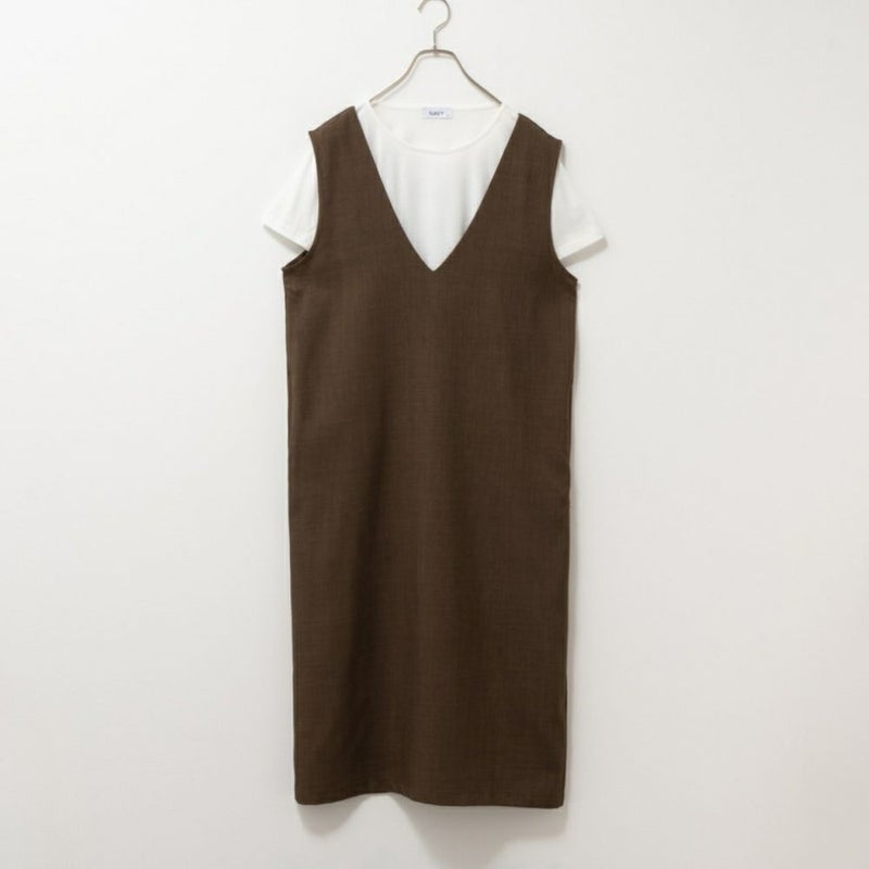 [期間限定価格]NAVY  杢調麻ライクワンピースアンサンブル レディース商品画像-12