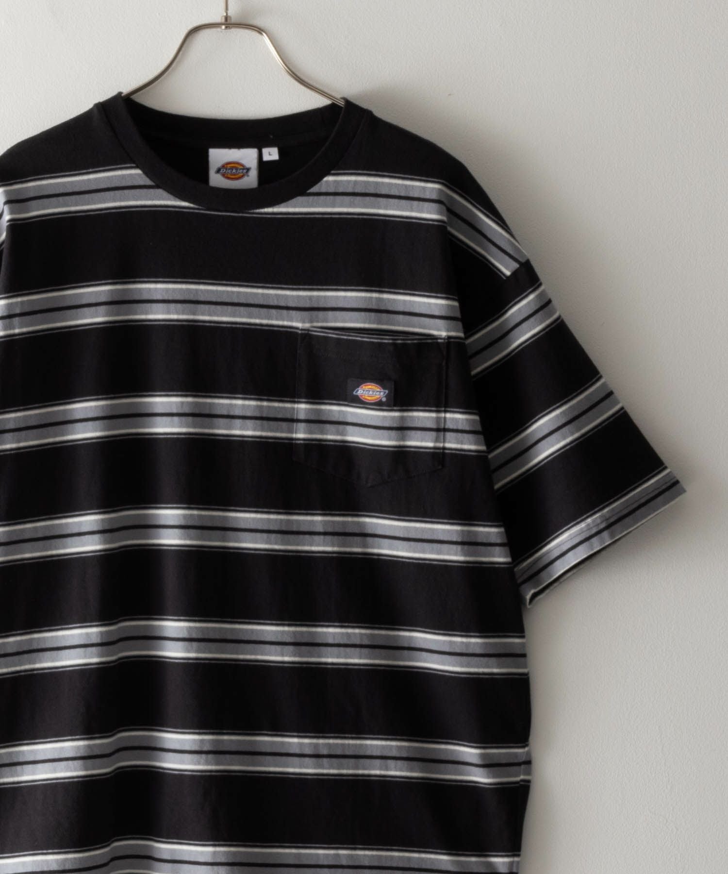 Dickies ポケット付きボーダー半袖Tシャツ メンズ