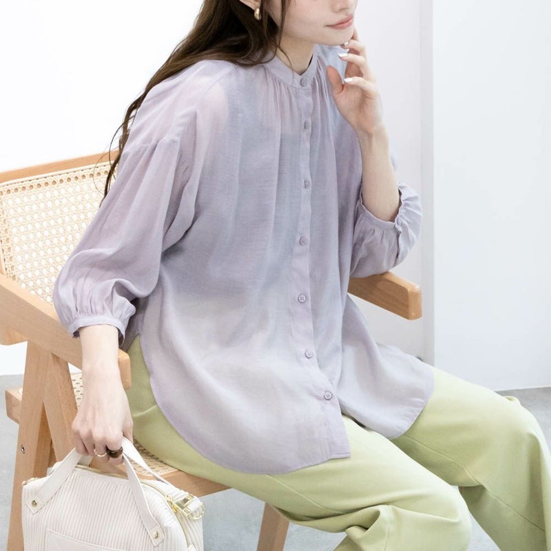 [期間限定価格]HusHusH  バンドカラーシアーシャツ レディース商品画像-1