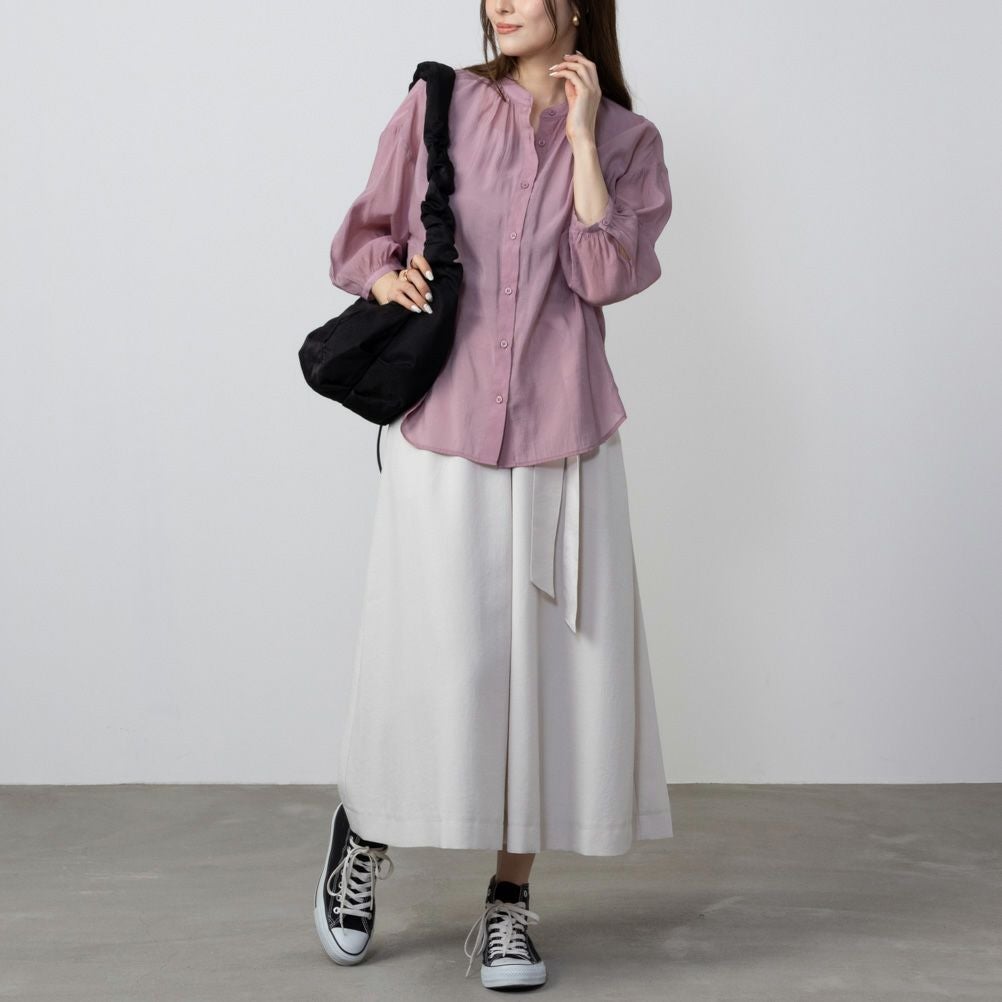 HusHusH バンドカラーシアーシャツ レディース