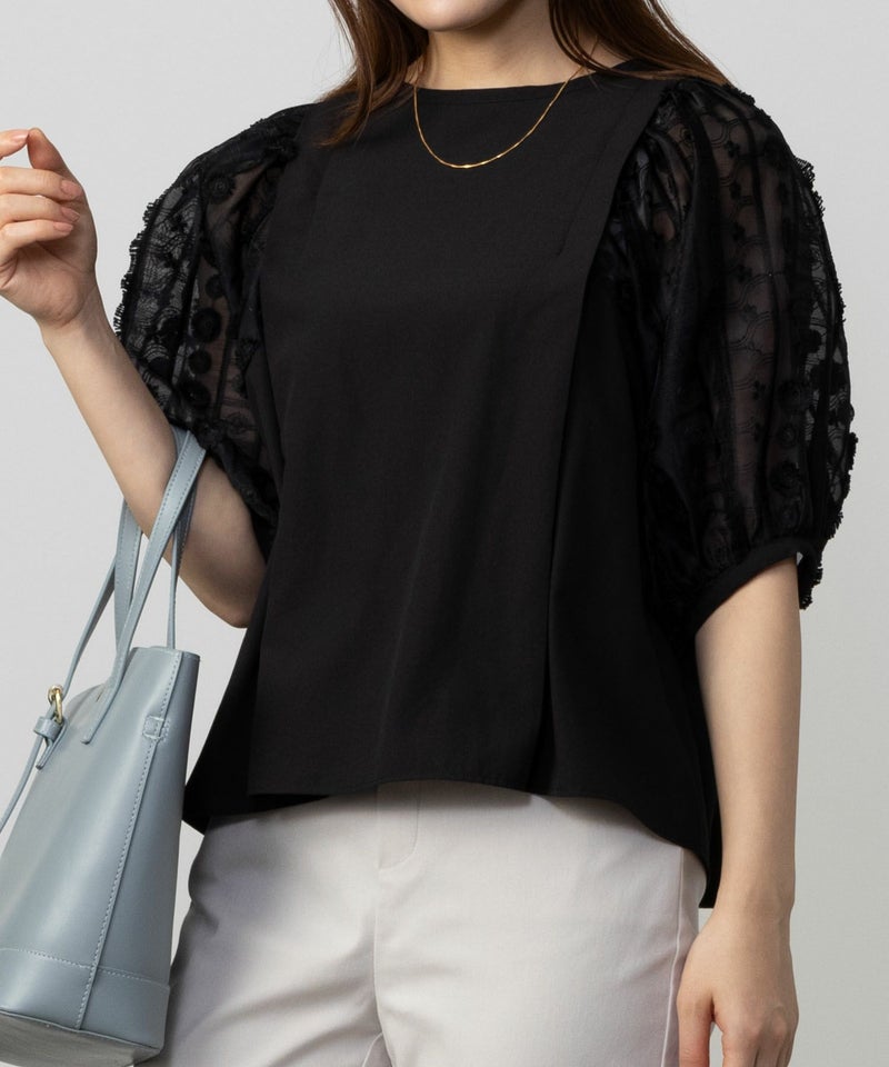 [期間限定価格]HusHusH  袖刺繍半袖ブラウス レディース商品画像-2