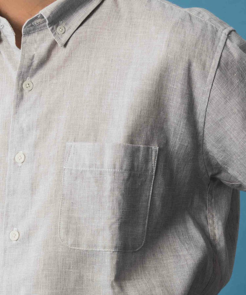 NAVY SARARI リネン混ショートスリーブシャツ メンズ商品画像-8