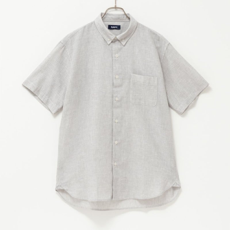NAVY SARARI リネン混ショートスリーブシャツ メンズ商品画像-21