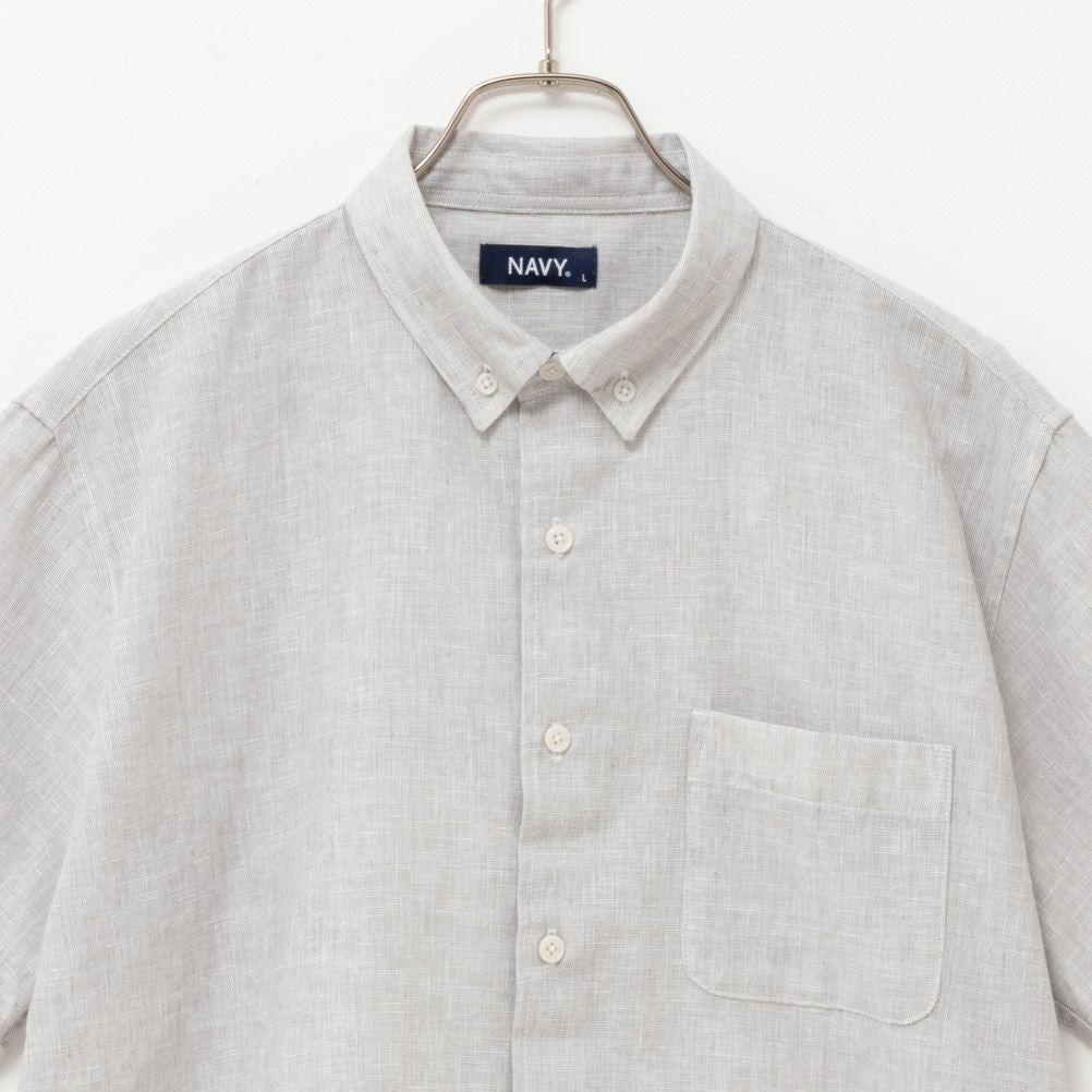 NAVY リネン混ショートスリーブシャツ メンズ