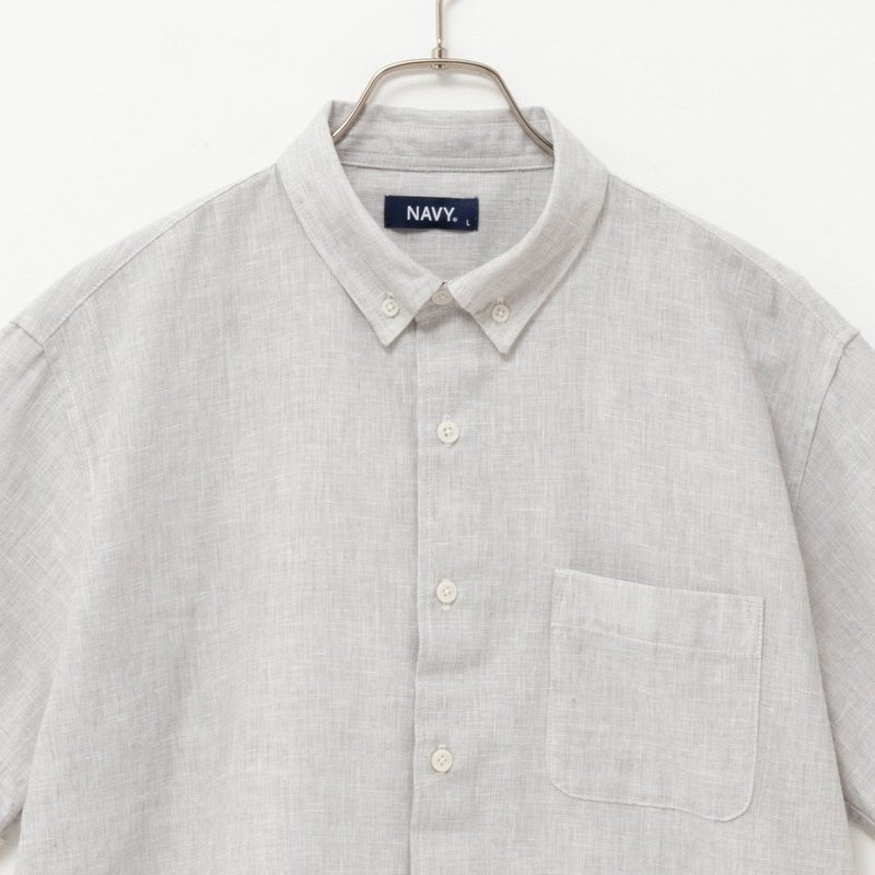 NAVY SARARI リネン混ショートスリーブシャツ メンズ商品画像-26