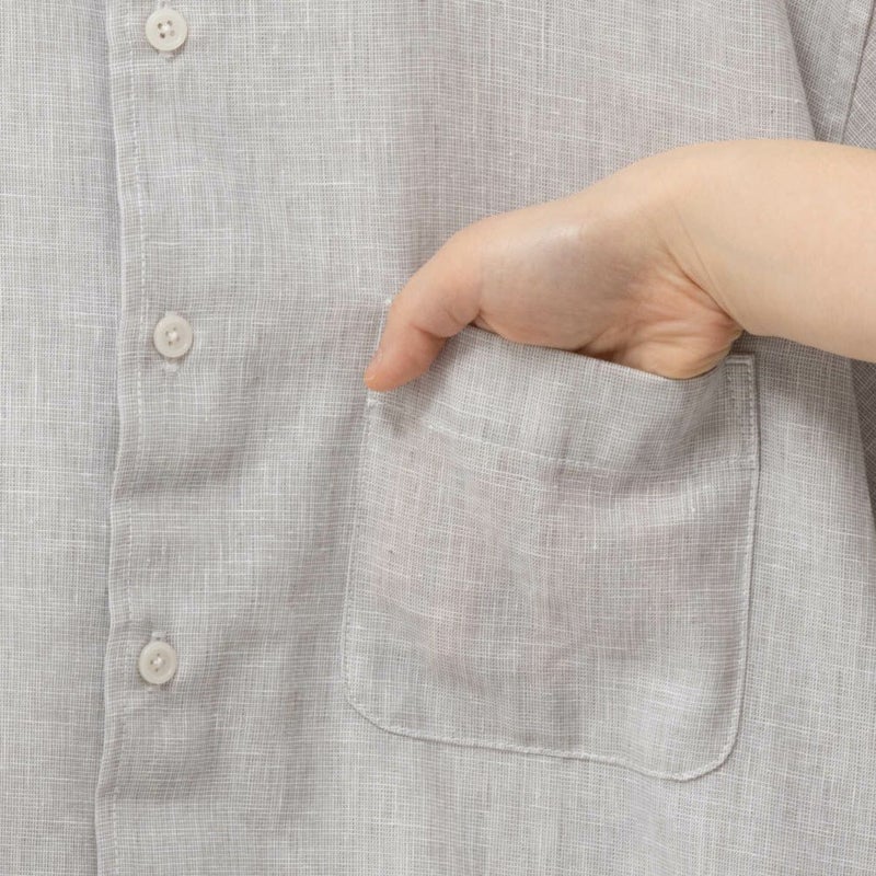 NAVY SARARI リネン混ショートスリーブシャツ メンズ商品画像-29