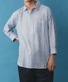 NAVY SARARI リネン混7分袖シャツ メンズ商品サムネイル-1