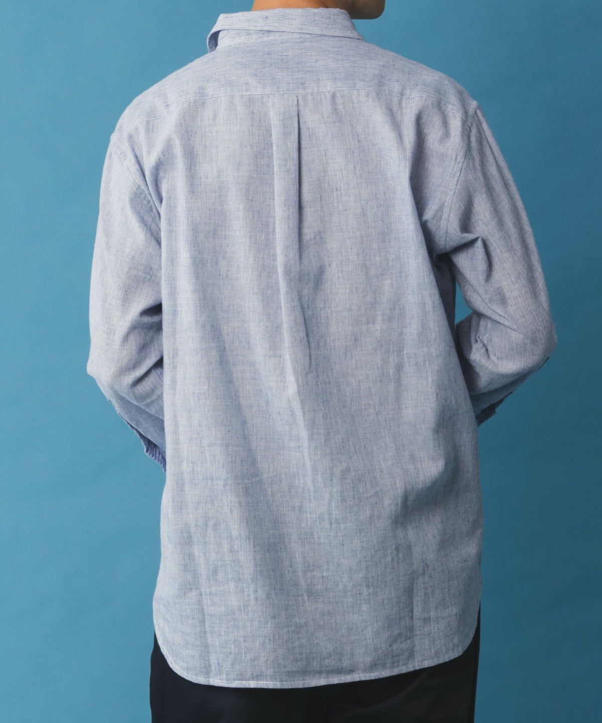 NAVY リネン混7分袖シャツ メンズ